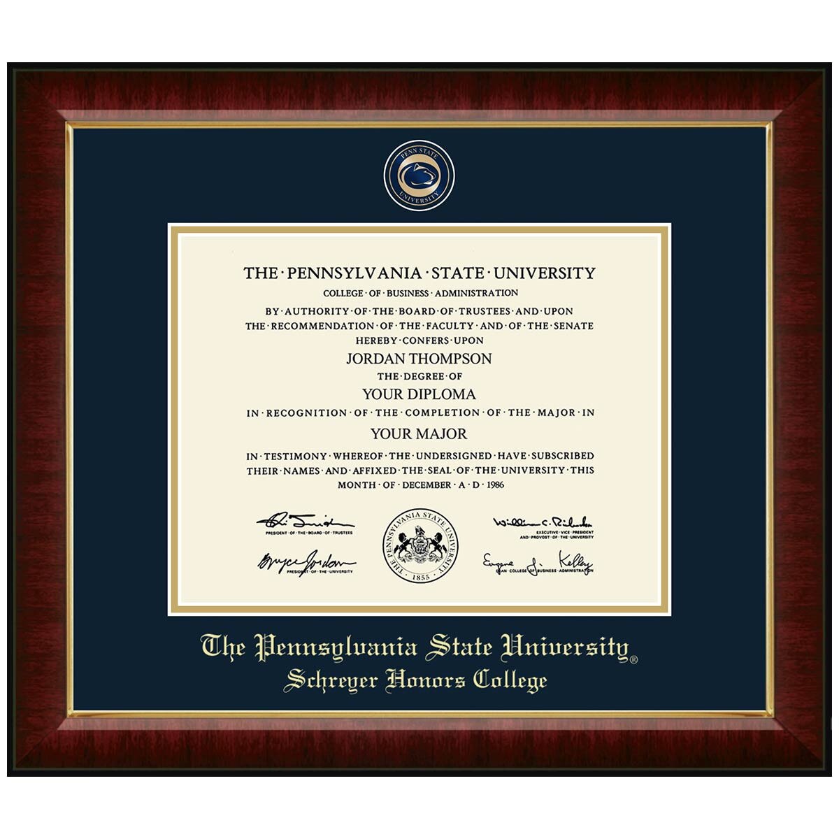 #113 Schreyer Honors Colleges diploma frame Masterpiece Medallion in Murano (Cherry)
